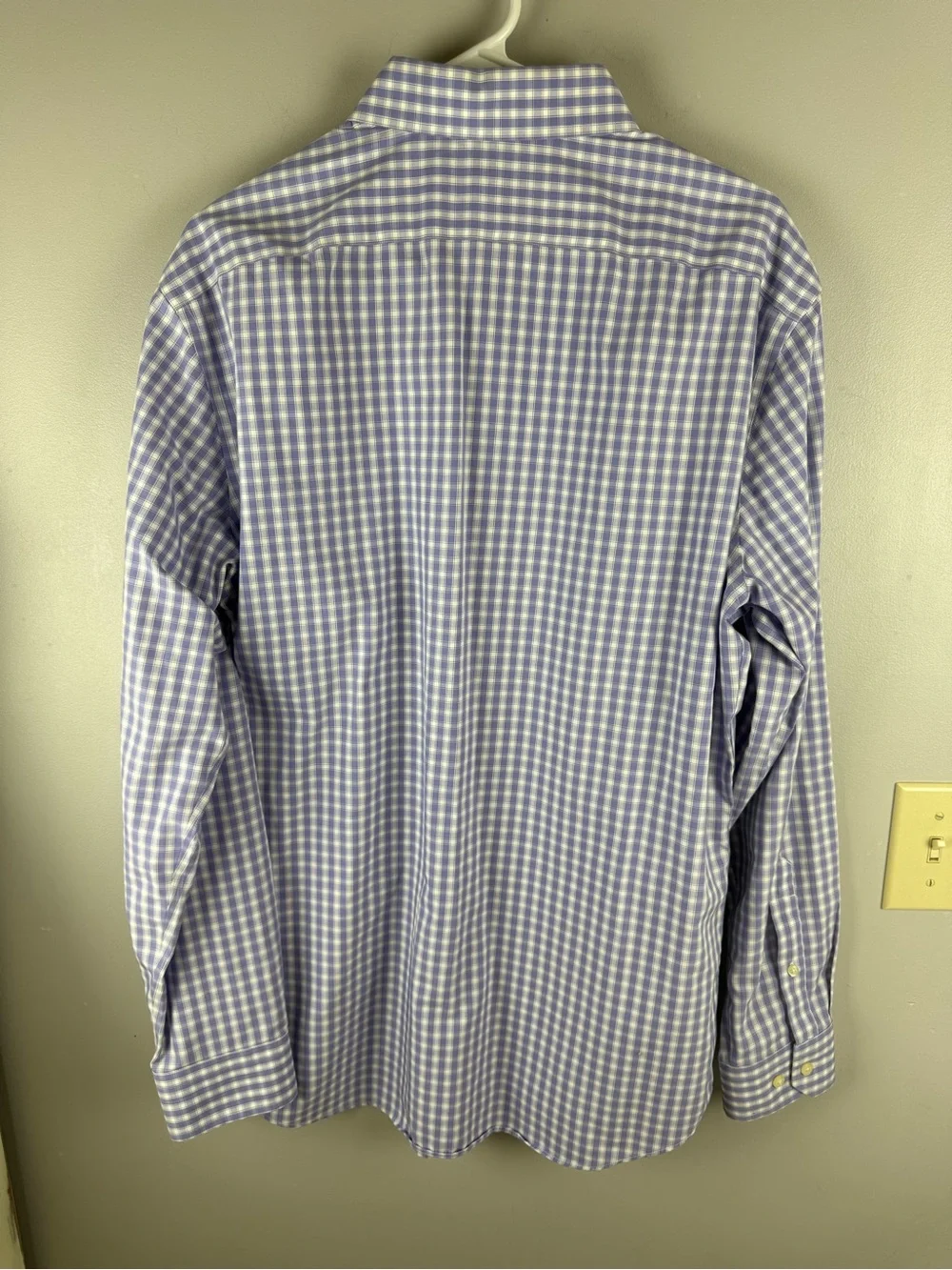 Banana Republic Men’s Purple White Plaid Long Sleeve Button Up Shirt SZ L Preppy